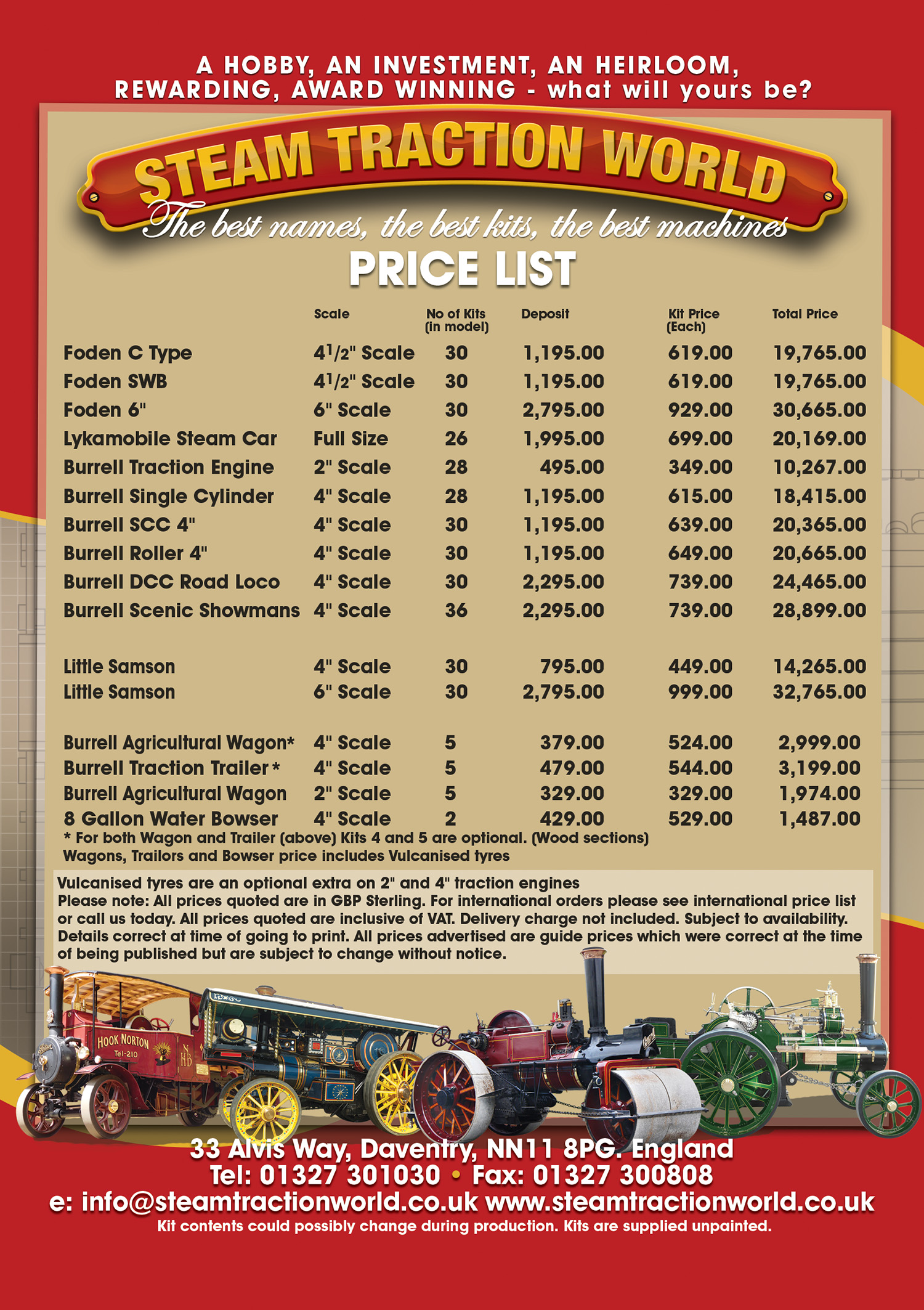Steam Traction World Price List